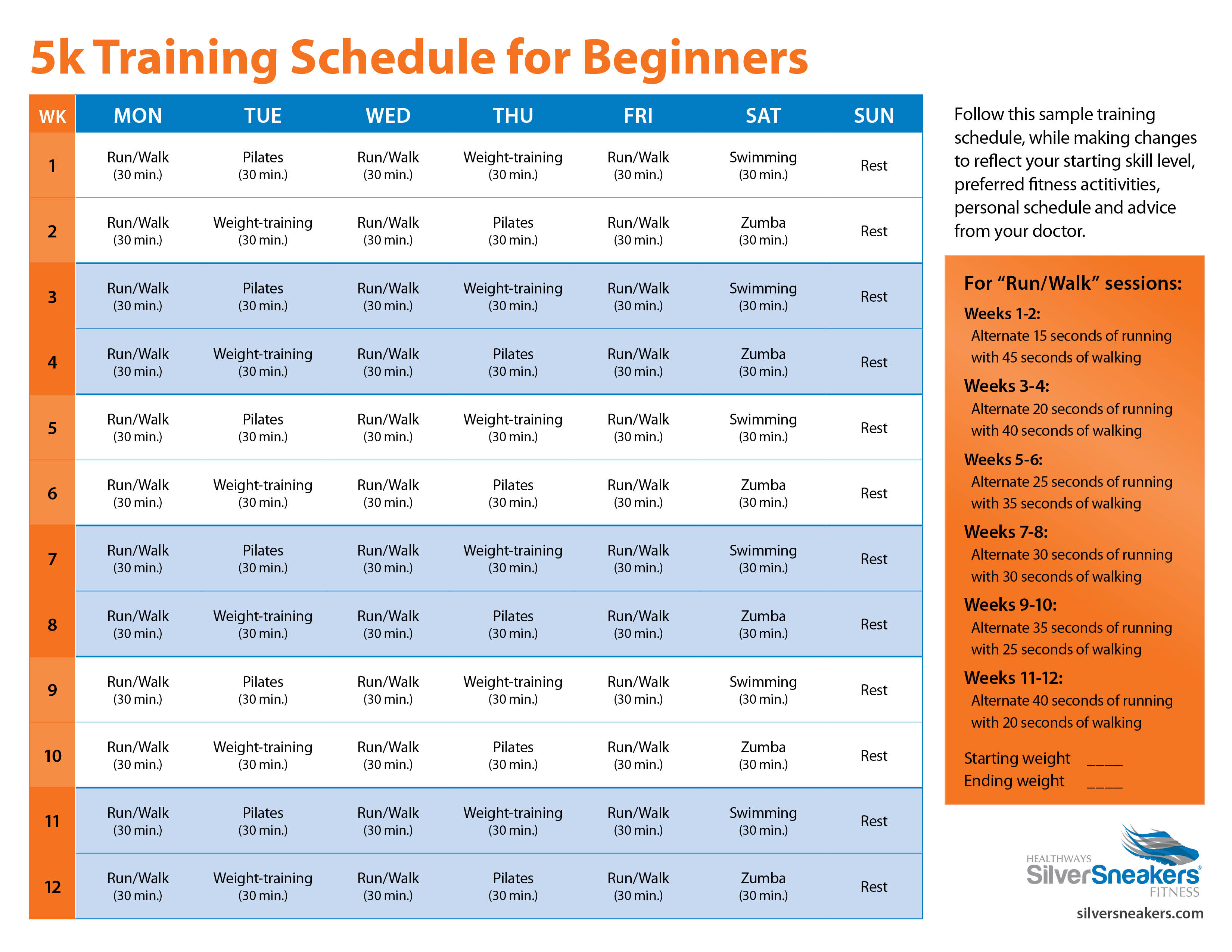 Free Download: 5K Training Schedule | SilverSneakers